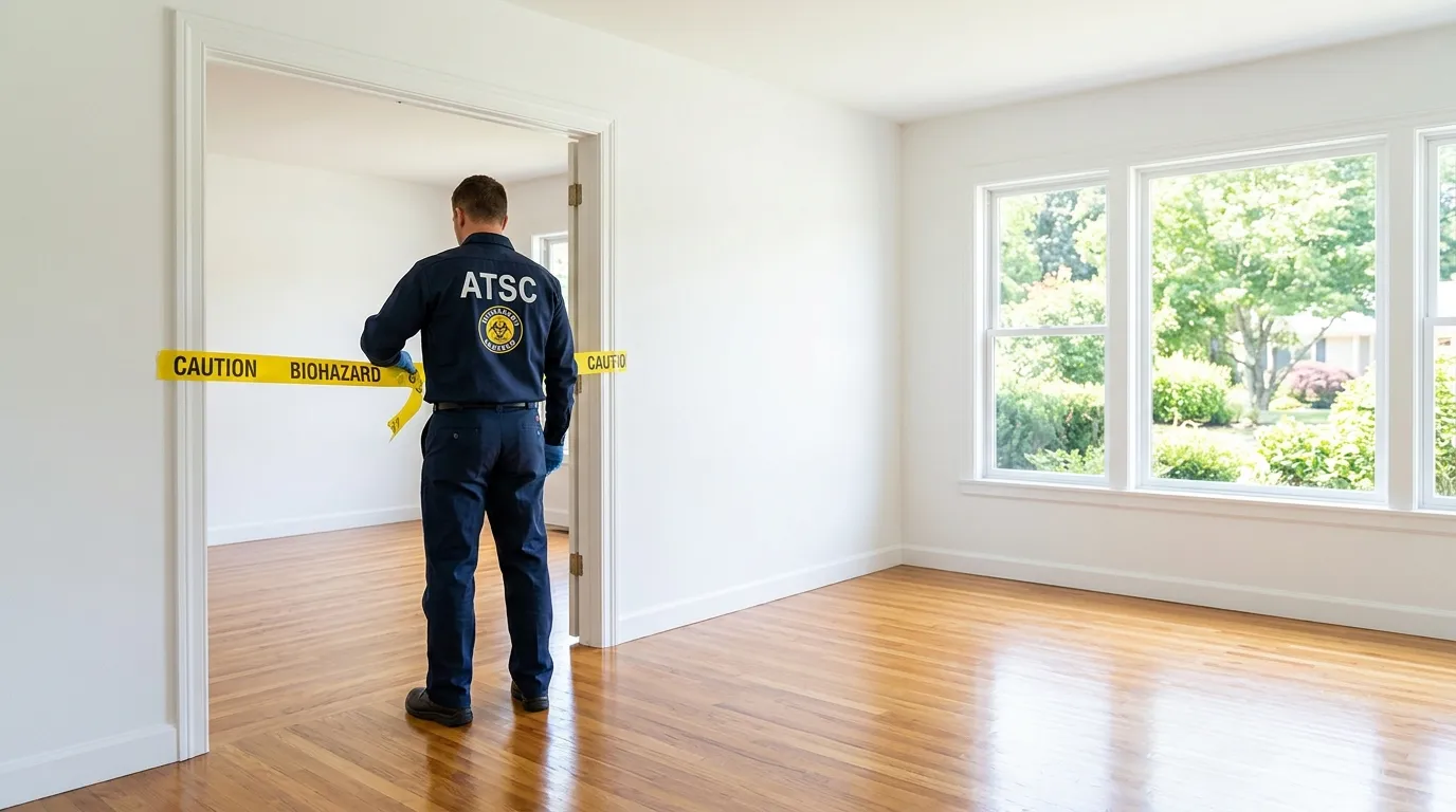 Certified biohazard cleanup crew performing Decomposition Cleanup in McCordsville